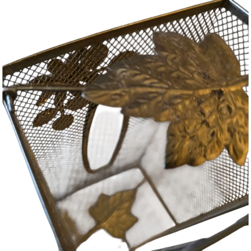 Gold Mesh Bathroom Tissue Box Floral Hollywood Regency Retro Vintage Oblong